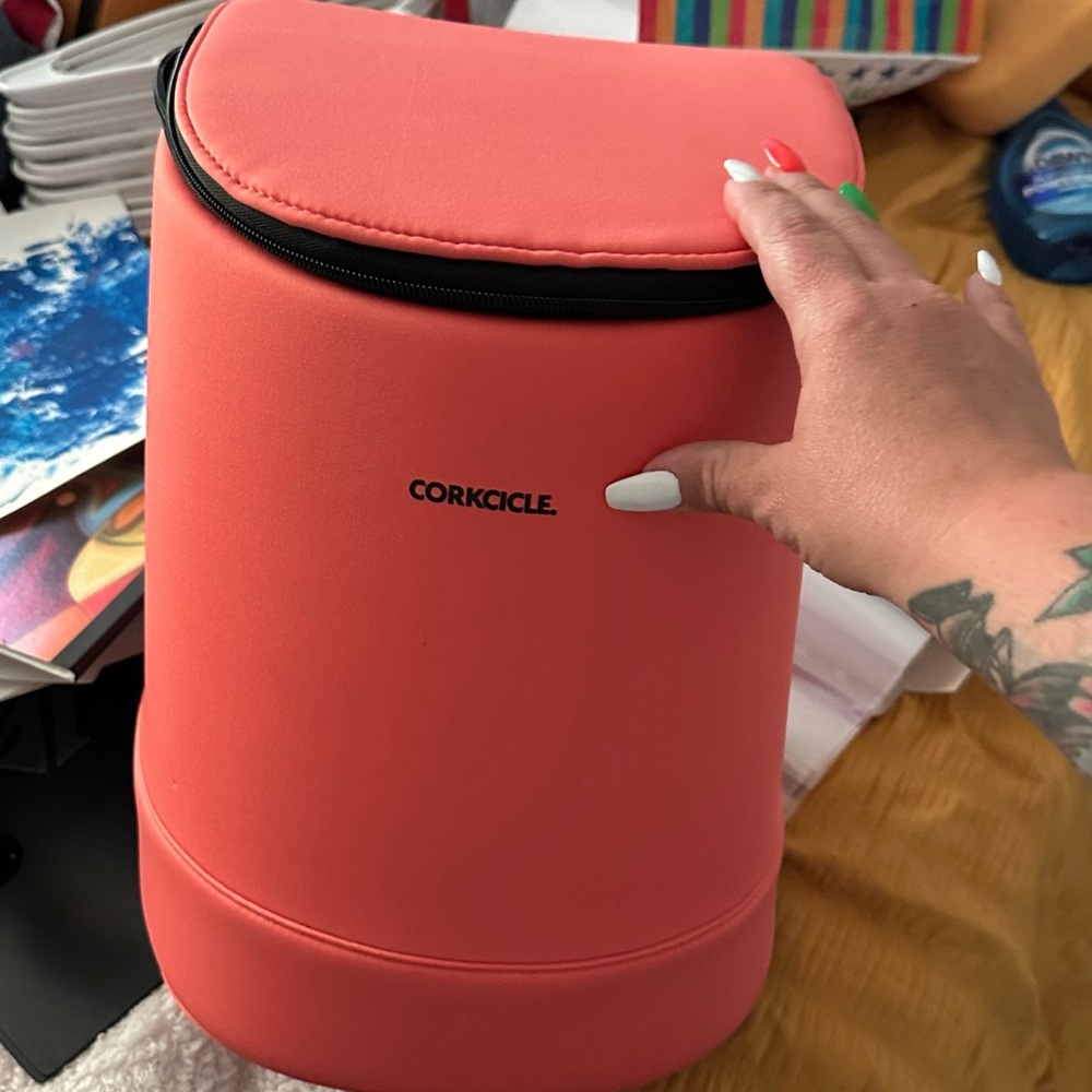 Corkcicle backpack cooler neon coral pink color brand… Gem